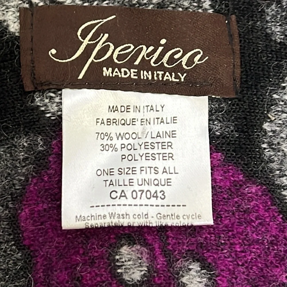 Iperico Gorgeous Wool Purple Floral Felted Kimono Shawl Wrap - Made in Italy - Picture 3 of 8